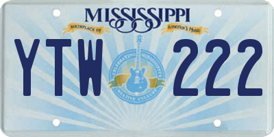 MS license plate YTW222