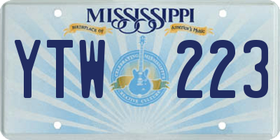 MS license plate YTW223