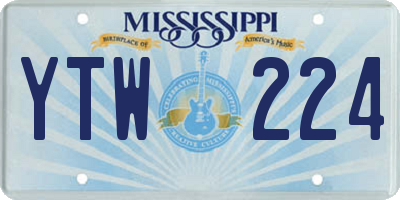 MS license plate YTW224