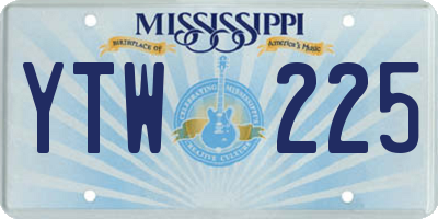 MS license plate YTW225