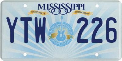 MS license plate YTW226