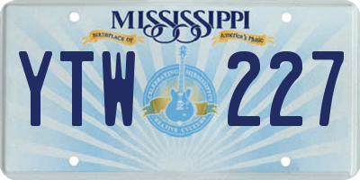 MS license plate YTW227