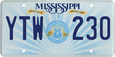 MS license plate YTW230