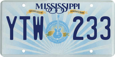 MS license plate YTW233