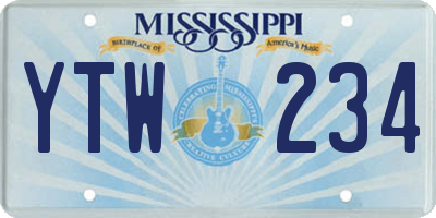 MS license plate YTW234