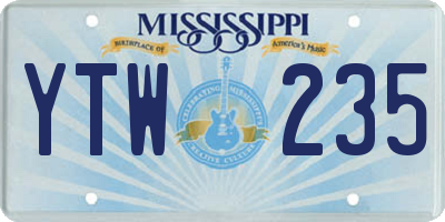 MS license plate YTW235