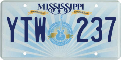 MS license plate YTW237