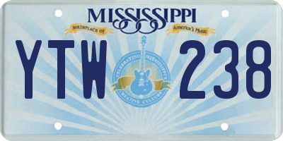 MS license plate YTW238