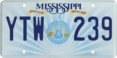 MS license plate YTW239