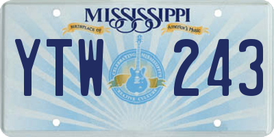 MS license plate YTW243