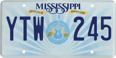 MS license plate YTW245