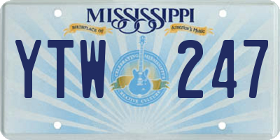 MS license plate YTW247