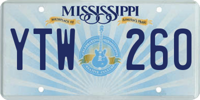 MS license plate YTW260