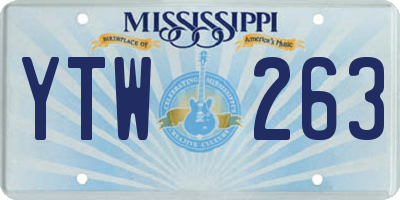 MS license plate YTW263