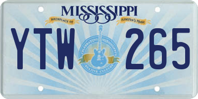 MS license plate YTW265
