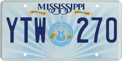 MS license plate YTW270