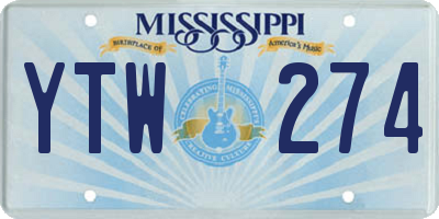 MS license plate YTW274