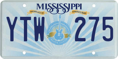 MS license plate YTW275