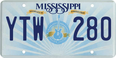 MS license plate YTW280