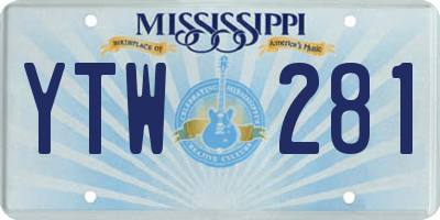 MS license plate YTW281