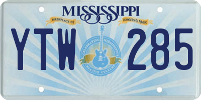 MS license plate YTW285