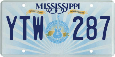 MS license plate YTW287