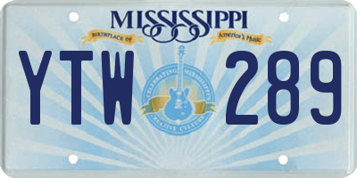 MS license plate YTW289
