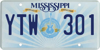MS license plate YTW301