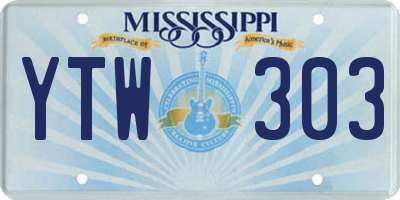 MS license plate YTW303