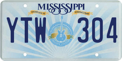MS license plate YTW304