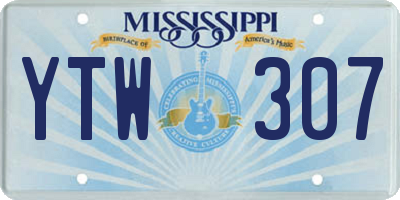 MS license plate YTW307