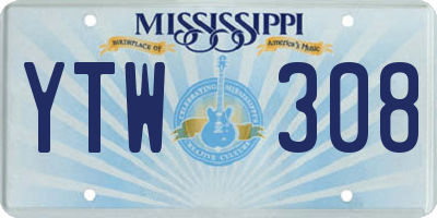 MS license plate YTW308