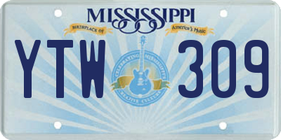 MS license plate YTW309