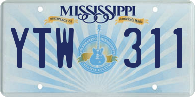MS license plate YTW311