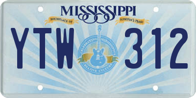 MS license plate YTW312