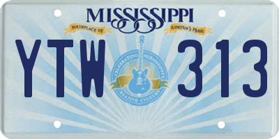 MS license plate YTW313
