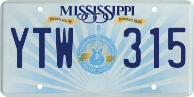 MS license plate YTW315