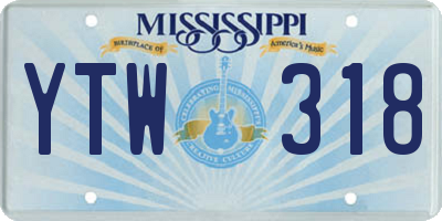 MS license plate YTW318
