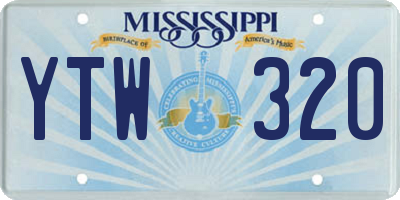 MS license plate YTW320