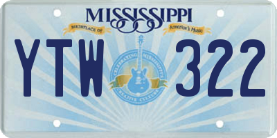 MS license plate YTW322