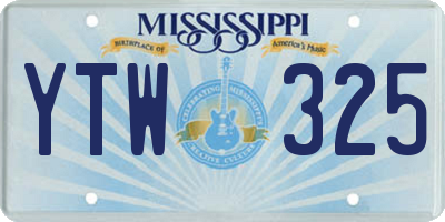MS license plate YTW325
