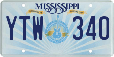 MS license plate YTW340