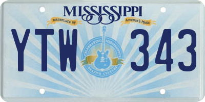 MS license plate YTW343