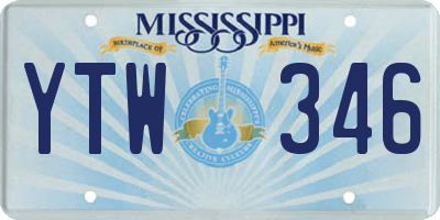 MS license plate YTW346