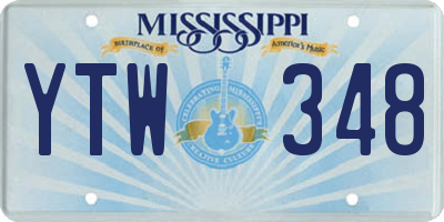 MS license plate YTW348