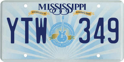 MS license plate YTW349