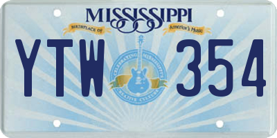 MS license plate YTW354