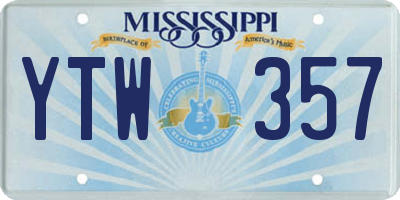 MS license plate YTW357