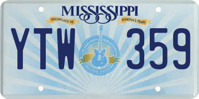 MS license plate YTW359