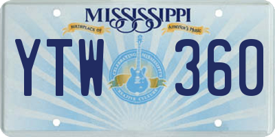 MS license plate YTW360